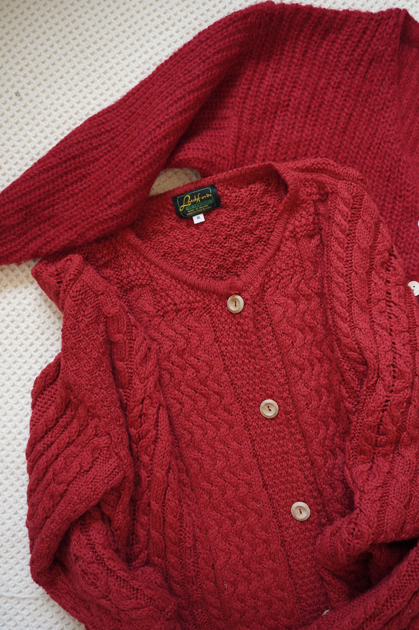 Cherry Red Irish Fisherman Sweater
