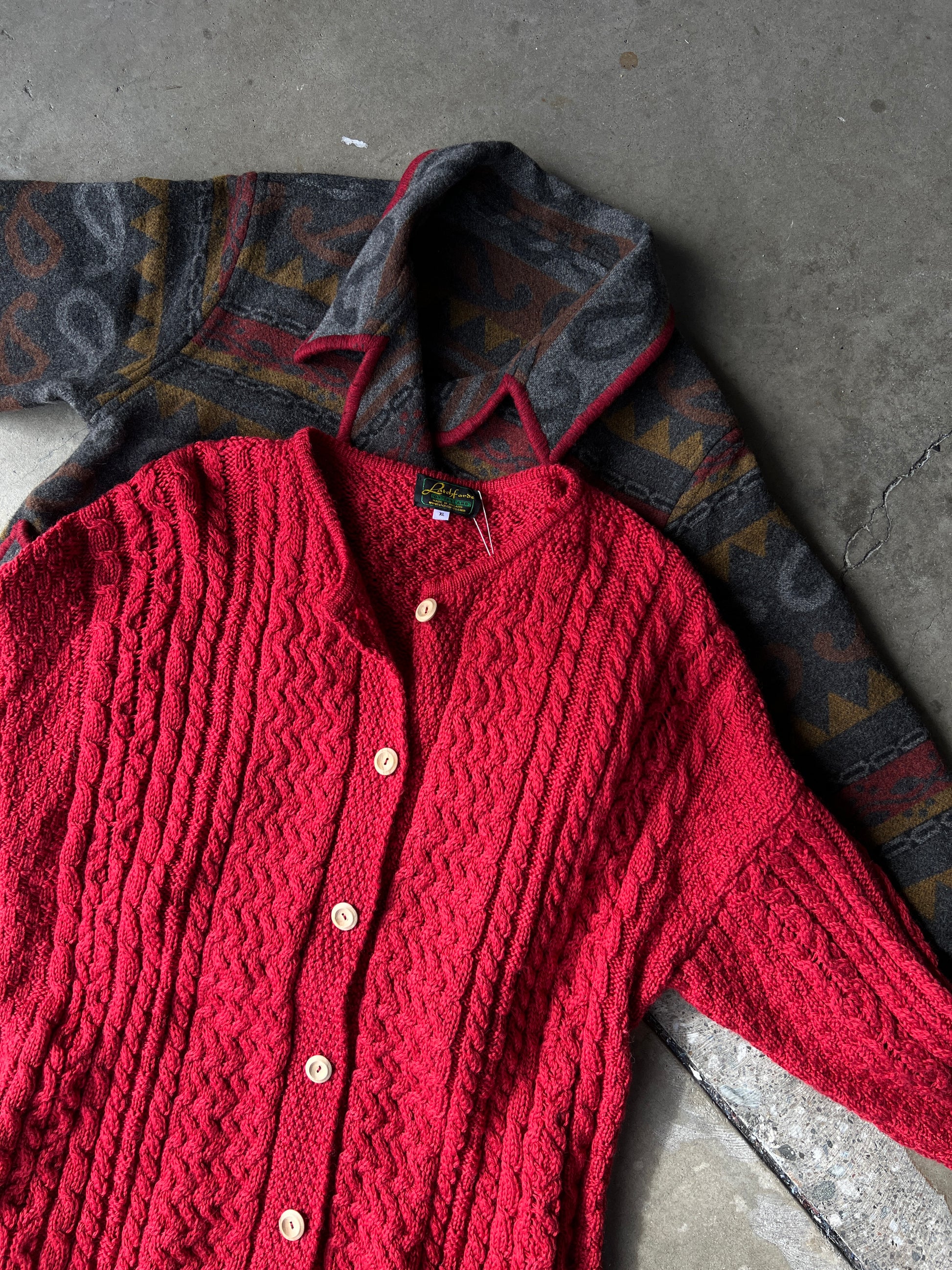 Cherry Red Irish Fisherman Sweater