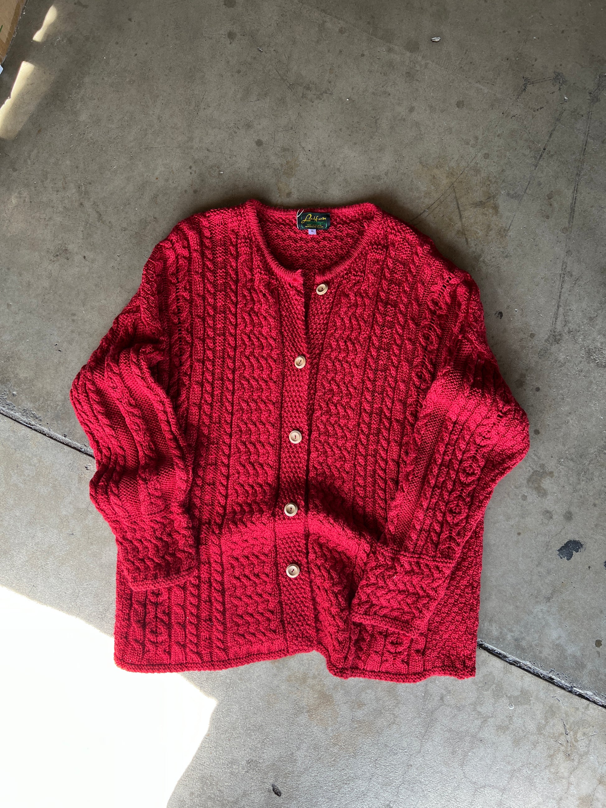 Cherry Red Irish Fisherman Sweater