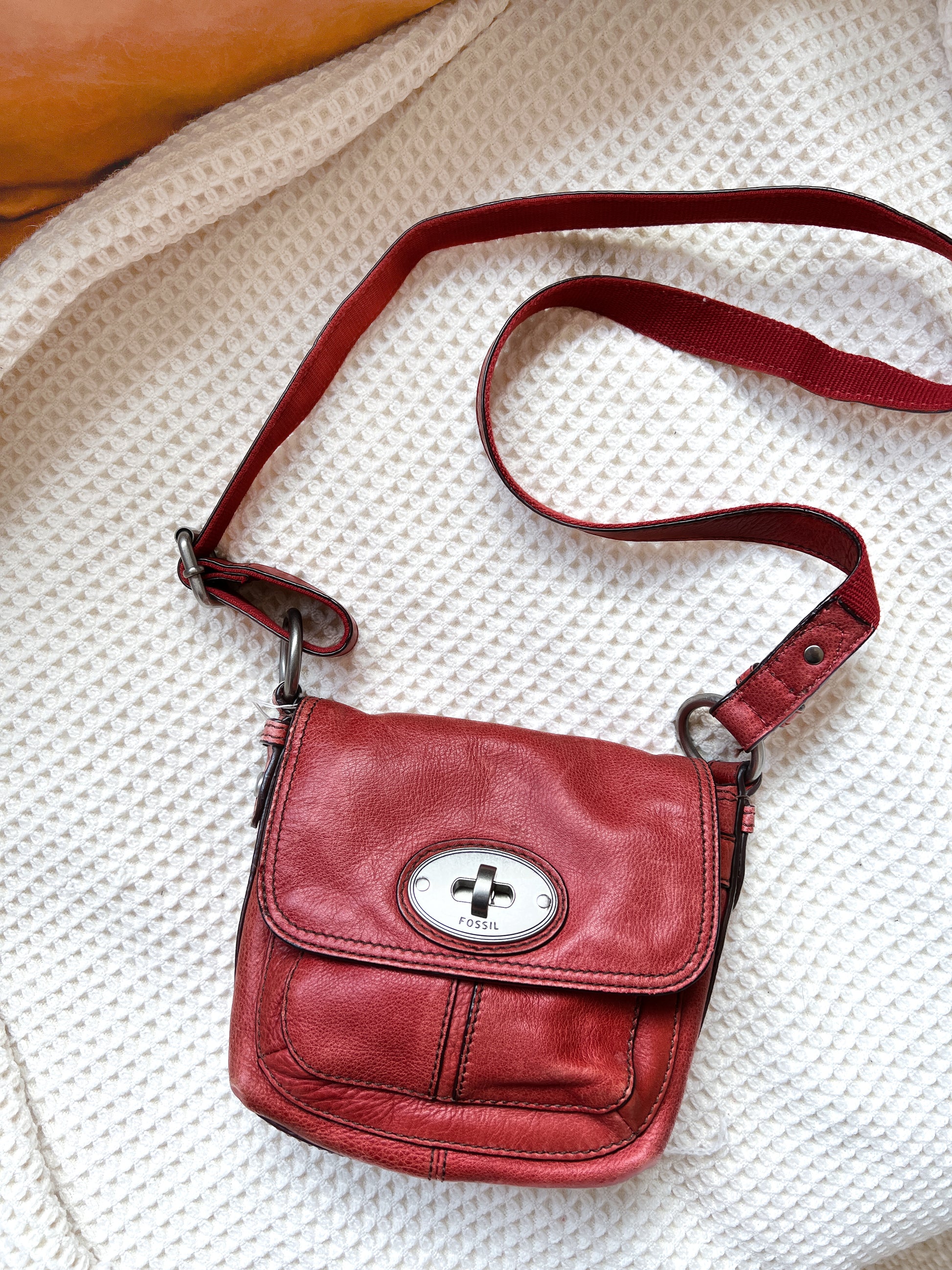 Cherry Red Fossil Crossbody