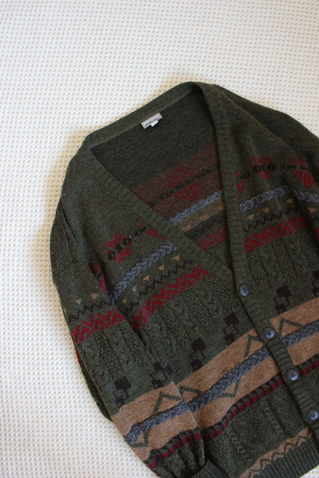 Olive Textured Grandpa Cardi